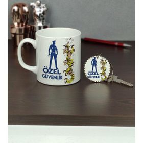 Hediyelen Özel Güvenlik Kupa Bardak ve Anahtarlık Set