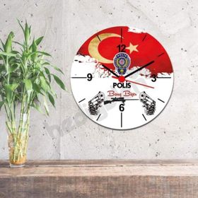 Hediyelen Polis Bayrak Tasarım Duvar Saati