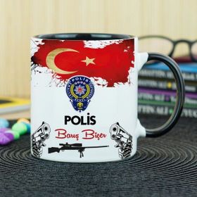 Hediyelen Polis Siyah Kupa Bardak