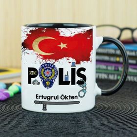 Hediyelen Polis Siyah Kupa Bardak