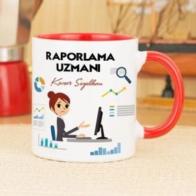 Hediyelen Raporlama Uzmanı Kırmızı Kupa Bardak