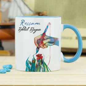 Hediyelen Ressam Mavi Kupa Bardak