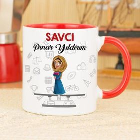 Hediyelen Savcı Kırmızı Kupa Bardak