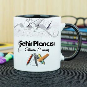 Hediyelen Şehir Plancısı Siyah Kupa Bardak