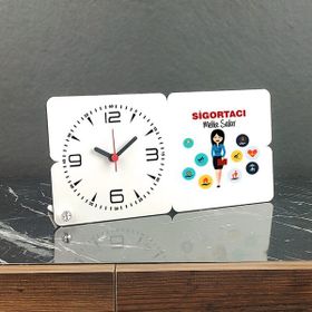 Hediyelen Sigortacı Ahşap Masa Saati