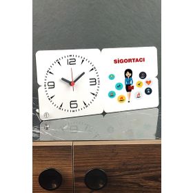 Hediyelen Sigortacı Ahşap Masa Saati