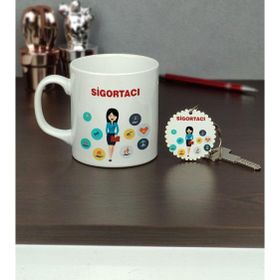 Hediyelen Sigortacı Kupa Bardak ve Anahtarlık Set