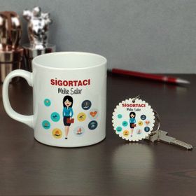 Hediyelen Sigortacı Kupa Bardak ve Anahtarlık Set