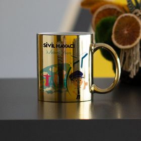 Hediyelen Sivil Havacı Gold Kupa Bardak