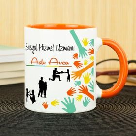 Hediyelen Sosyal Hizmet Uzmanı Turuncu Kupa Bardak