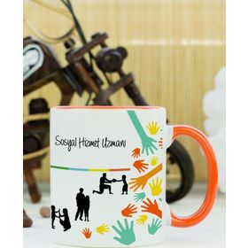 Hediyelen Sosyal Hizmet Uzmanı Turuncu Kupa Bardak