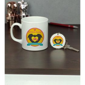 Hediyelen Süper Anne Kupa Bardak ve Anahtarlık Set