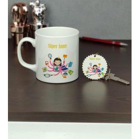 Hediyelen Süper Anne Kupa Bardak ve Anahtarlık Set