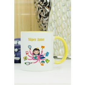 Hediyelen Süper Anne Sarı Kupa Bardak