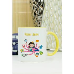 Hediyelen Süper Anne Sarı Kupa Bardak