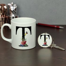 Hediyelen T Harfi Kupa Bardak ve Anahtarlık Set