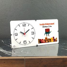 Hediyelen Tarih Öğretmeni Ahşap Masa Saati