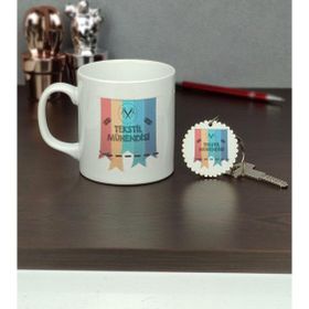 Hediyelen Tekstil Mühendisi Kupa Bardak ve Anahtarlık Set