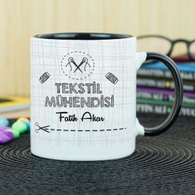 Hediyelen Tekstil Mühendisi Siyah Kupa Bardak
