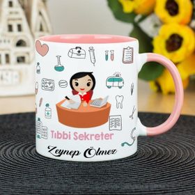 Hediyelen Tıbbi Sekreter Pembe Kupa Bardak