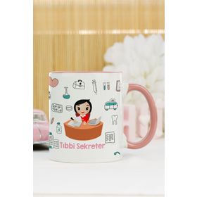 Hediyelen Tıbbi Sekreter Pembe Kupa Bardak
