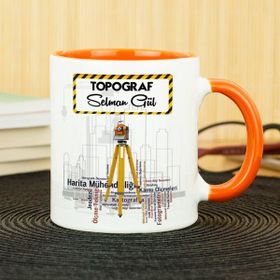 Hediyelen Topograf Turuncu Kupa Bardak