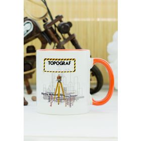 Hediyelen Topograf Turuncu Kupa Bardak