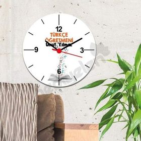 Hediyelen Türkçe Öğretmenine Hediye Turuncu Tasarım Duvar Saati