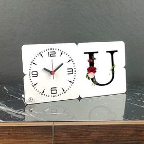 Hediyelen U Harfi Ahşap Masa Saati