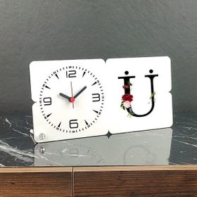 Hediyelen U Harfi Ahşap Masa Saati