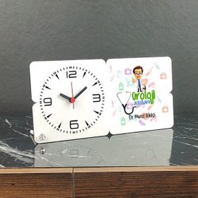Hediyelen Üroloji Asistanı Ahşap Masa Saati