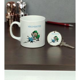 Hediyelen Vergi Müfettişi Kupa Bardak ve Anahtarlık Set