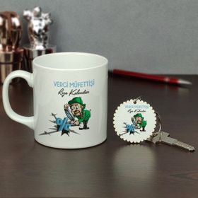 Hediyelen Vergi Müfettişi Kupa Bardak ve Anahtarlık Set