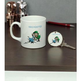 Hediyelen Vergi Müfettişi Kupa Bardak ve Anahtarlık Set