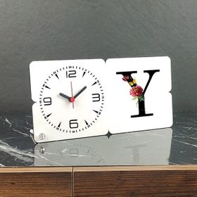 Hediyelen Y Harfi Ahşap Masa Saati