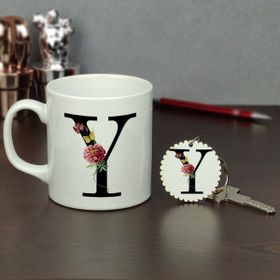 Hediyelen Y Harfi Kupa Bardak ve Anahtarlık Set