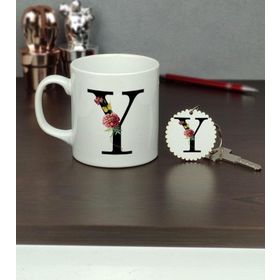 Hediyelen Y Harfi Kupa Bardak ve Anahtarlık Set