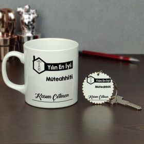 Hediyelen Yılın En Iyi Müteahhiti Kupa Bardak ve Anahtarlık Set