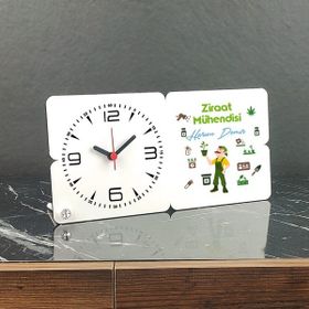 Hediyelen Ziraat Mühendisi Ahşap Masa Saati
