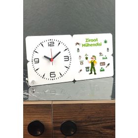 Hediyelen Ziraat Mühendisi Ahşap Masa Saati