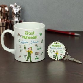 Hediyelen Ziraat Mühendisi Kupa Bardak ve Anahtarlık Set