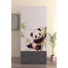 Hediyeler Kapında 2 Kapaklı Bamboo 5 Raflı 2 Çekmeceli Askılı Antrasit Gardırop