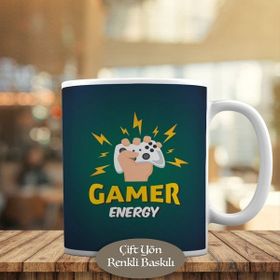 HEDIYELIK-0934 Gamer Energy -Oyun Enerjisi Baskılı Kupa Bardak