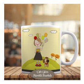 HEDIYELIK-1020-176 Balon Tutan Köpekli Kız Kupa Bardak