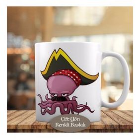 HEDIYELIK-1152-58 Bıyıklı Korsan Ahtapot Kupa Bardak