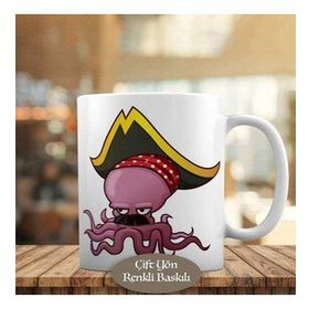 HEDIYELIK-1152-58 Bıyıklı Korsan Ahtapot Kupa Bardak