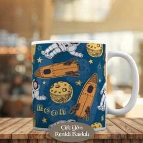 HEDIYELIK-116 Astronot Uzaya Roketler Gök Bilimi Kupa Bardak