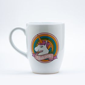 HEDIYELIK-119 Beyaz Kanatlı Sevimli Unicorn Baskılı Kupa Bardak