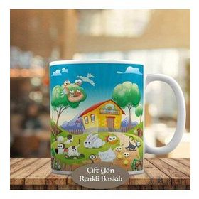 HEDIYELIK-1196-192 Ev Ağaç ve Çiftlik Hayvanları Kupa Bardak