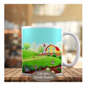 HEDIYELIK-1196-365-1 Bahçeli Ev İllüstrasyon Kupa Bardak